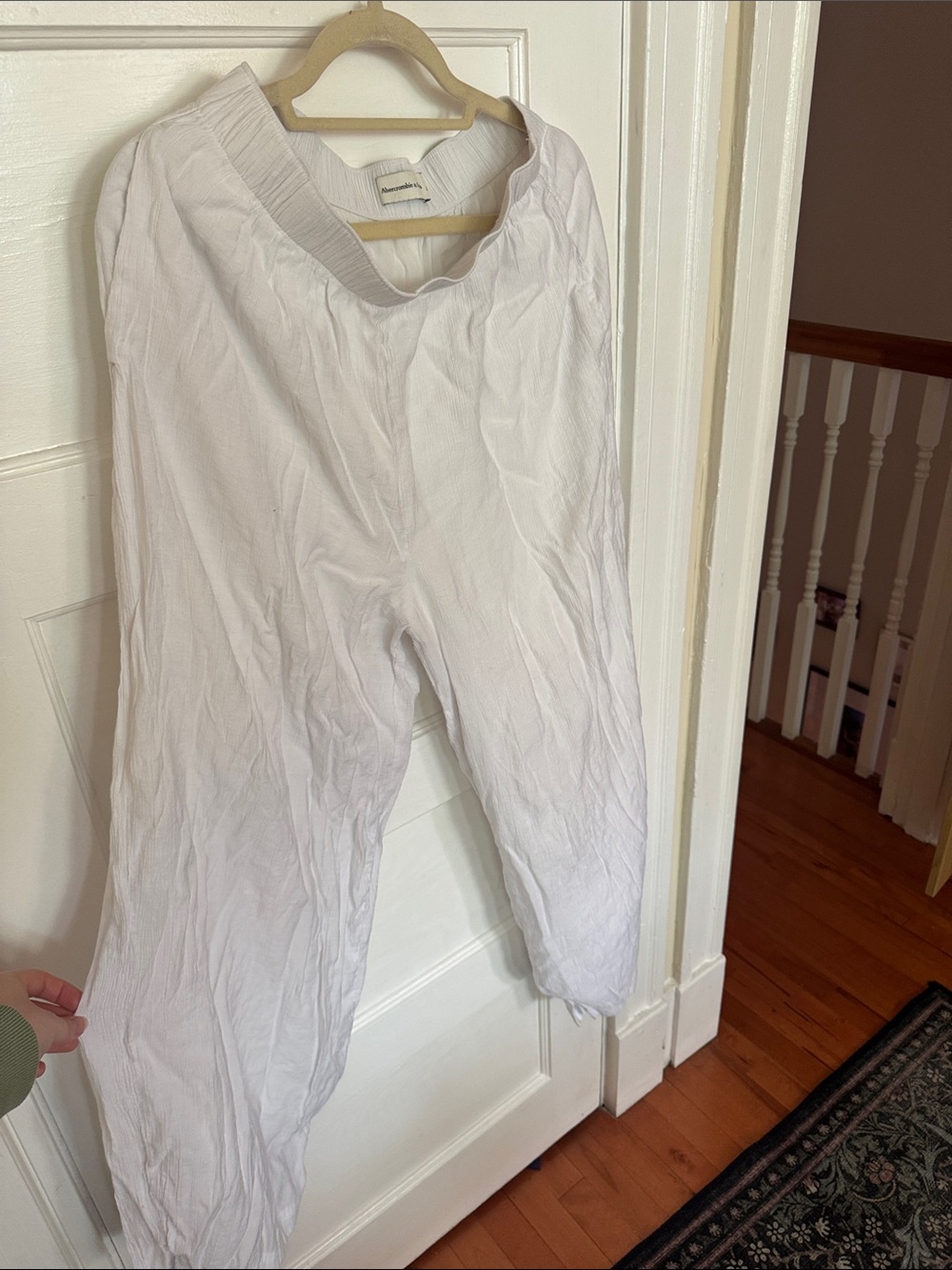 Abercrombie White Women's Lounge Pull-On Linen Blend Pants